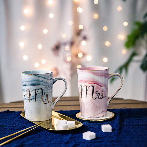 Mr and Mrs Coffee Mugs Set - Unique Wedding Gifts For Bride and Groom